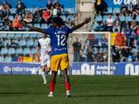 Players are in action during the Primera RFEF 2024-2025 match between FC Andorra and Barakaldo CF at Estadi Nacional in Andorra La Vella, An...