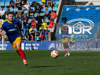 Players are in action during the Primera RFEF 2024-2025 match between FC Andorra and Barakaldo CF at Estadi Nacional in Andorra La Vella, An...