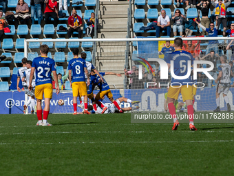 Players are in action during the Primera RFEF 2024-2025 match between FC Andorra and Barakaldo CF at Estadi Nacional in Andorra La Vella, An...