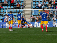 Players are in action during the Primera RFEF 2024-2025 match between FC Andorra and Barakaldo CF at Estadi Nacional in Andorra La Vella, An...