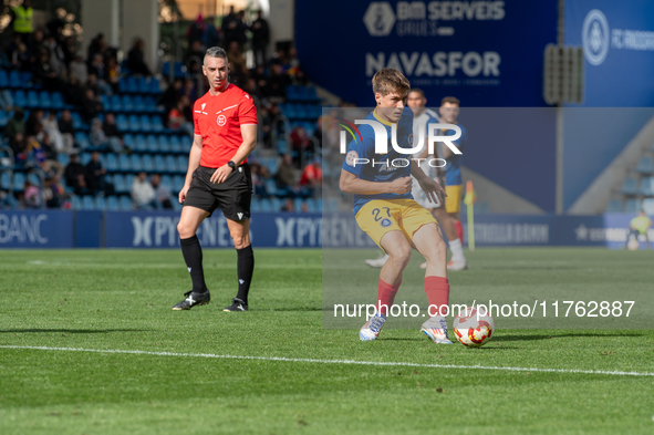 Ivan Rodriguez of FC Andorra is in action during the Primera RFEF 2024-2025 match between FC Andorra and Barakaldo CF at Estadi Nacional in...