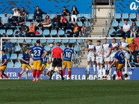 Players are in action during the Primera RFEF 2024-2025 match between FC Andorra and Barakaldo CF at Estadi Nacional in Andorra La Vella, An...