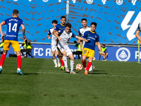 Players are in action during the Primera RFEF 2024-2025 match between FC Andorra and Barakaldo CF at Estadi Nacional in Andorra La Vella, An...