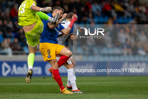 Players are in action during the Primera RFEF 2024-2025 match between FC Andorra and Barakaldo CF at Estadi Nacional in Andorra La Vella, An...