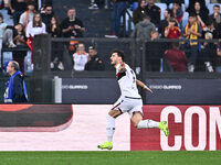 Riccardo Orsolini of Bologna F.C. celebrates after scoring the goal of 1-2 during the 12th day of the Serie A Championship between A.S. Roma...