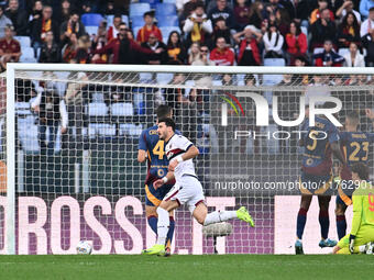 Riccardo Orsolini of Bologna F.C. celebrates after scoring the goal of 1-2 during the 12th day of the Serie A Championship between A.S. Roma...