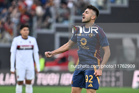 Stephan El Shaarawy of A.S. Roma celebrates after scoring the goal to make it 1-1 during the 12th day of the Serie A Championship between A....