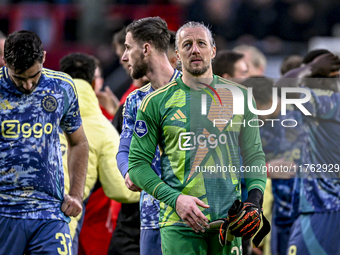 AFC Ajax Amsterdam goalkeeper Remko Pasveer is disappointed after the match, with a final result of 2-2, during the match between Twente and...