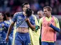 AFC Ajax Amsterdam defender Josip Sutalo feels disappointed after the match, with a final result of 2-2, during the match between Twente and...