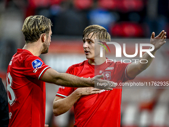 FC Twente midfielder Michel Vlap and FC Twente defender Max Bruns play in a match that ends with a final result of 2-2 during the game betwe...