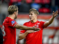 FC Twente midfielder Michel Vlap and FC Twente defender Max Bruns play in a match that ends with a final result of 2-2 during the game betwe...