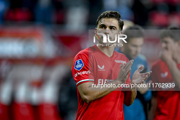 FC Twente defender Bart van Rooij plays in a match that ends with a final result of 2-2 against Ajax at the Grolsch Veste stadium for the Du...