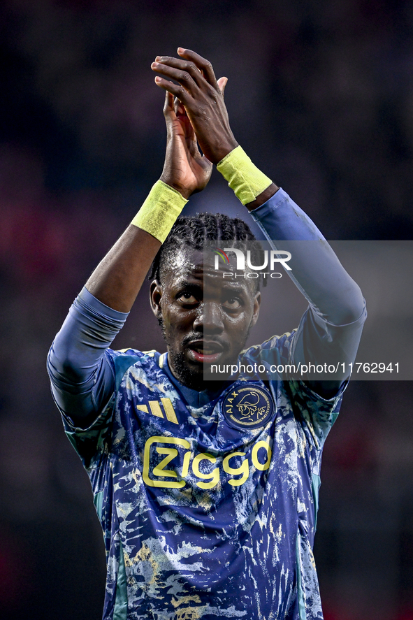 AFC Ajax Amsterdam forward Bertrand Traore results in a 2-2 draw during the match between Twente and Ajax at the Grolsch Veste stadium for t...