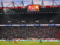 The scoreboard shows the final result of 2-2 during the match between Twente and Ajax at the Grolsch Veste stadium for the Dutch Eredivisie...