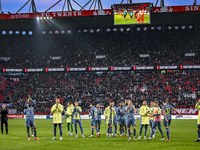 Players of Ajax thank the fans after the match, which ends with a final result of 2-2, during the match Twente vs. Ajax at the Grolsch Veste...