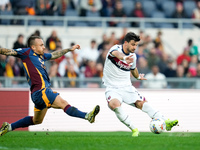 Riccardo Orsolini of Bologna FC scores second goal during the Serie A Enilive match between AS Roma and Bologna FC at Stadio Olimpico on Nov...