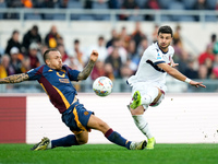 Riccardo Orsolini of Bologna FC scores second goal during the Serie A Enilive match between AS Roma and Bologna FC at Stadio Olimpico on Nov...