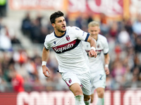 Riccardo Orsolini of Bologna FC celebrates after scoring second goal during the Serie A Enilive match between AS Roma and Bologna FC at Stad...