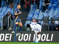 Stephan El Shaarawy of AS Roma celebrates after scoring first goal during the Serie A Enilive match between AS Roma and Bologna FC at Stadio...