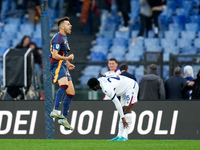 Stephan El Shaarawy of AS Roma celebrates after scoring first goal during the Serie A Enilive match between AS Roma and Bologna FC at Stadio...