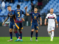 Stephan El Shaarawy of AS Roma celebrates after scoring first goal during the Serie A Enilive match between AS Roma and Bologna FC at Stadio...