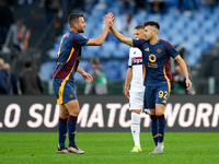 Stephan El Shaarawy of AS Roma celebrates after scoring first goal during the Serie A Enilive match between AS Roma and Bologna FC at Stadio...