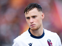 Sam Beukema of Bologna FC looks on during the Serie A Enilive match between AS Roma and Bologna FC at Stadio Olimpico on November 10, 2024 i...