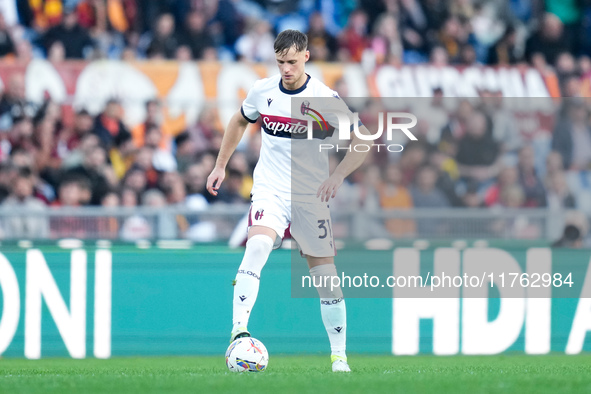 Sam Beukema of Bologna FC during the Serie A Enilive match between AS Roma and Bologna FC at Stadio Olimpico on November 10, 2024 in Rome, I...