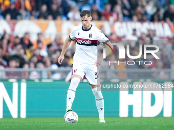 Sam Beukema of Bologna FC during the Serie A Enilive match between AS Roma and Bologna FC at Stadio Olimpico on November 10, 2024 in Rome, I...