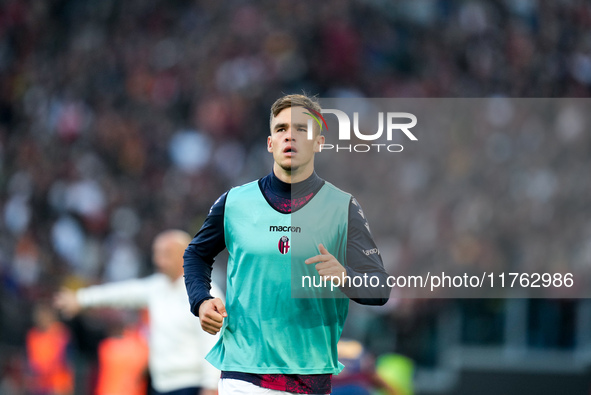 Thijs Dallinga of Bologna FC looks on during the Serie A Enilive match between AS Roma and Bologna FC at Stadio Olimpico on November 10, 202...