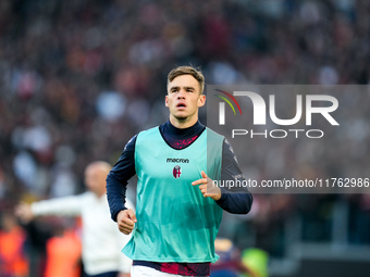 Thijs Dallinga of Bologna FC looks on during the Serie A Enilive match between AS Roma and Bologna FC at Stadio Olimpico on November 10, 202...