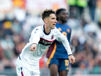 Juan Miranda of Bologna FC gestures during the Serie A Enilive match between AS Roma and Bologna FC at Stadio Olimpico on November 10, 2024...