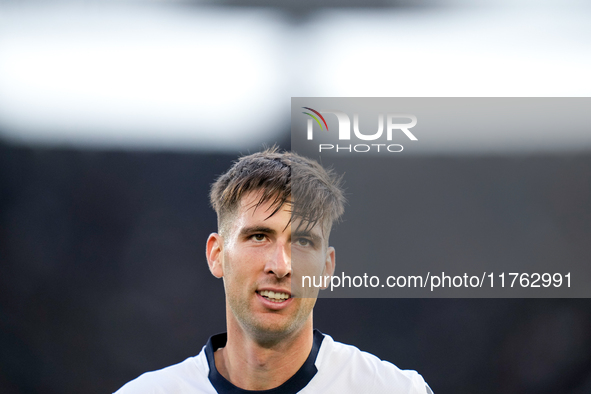 Juan Miranda of Bologna FC during the Serie A Enilive match between AS Roma and Bologna FC at Stadio Olimpico on November 10, 2024 in Rome,...