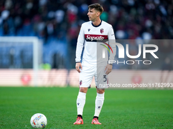 Juan Miranda of Bologna FC during the Serie A Enilive match between AS Roma and Bologna FC at Stadio Olimpico on November 10, 2024 in Rome,...