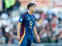 Niccolo' Pisilli of AS Roma during the Serie A Enilive match between AS Roma and Bologna FC at Stadio Olimpico on November 10, 2024 in Rome,...