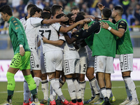 Salvatore Esposito of Spezia Calcio celebrates with team mates after scoring during the Serie B match between SS Juve Stabia and Spezia Calc...