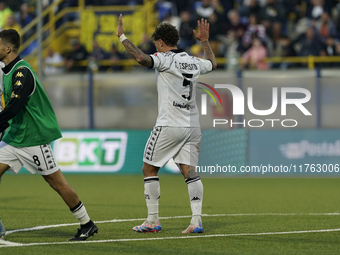 Salvatore Esposito of Spezia Calcio celebrates with team mates after scoring during the Serie B match between SS Juve Stabia and Spezia Calc...