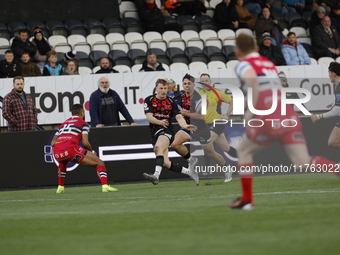 Alex Hearle of Newcastle Falcons passes during the Premiership Cup Pool A match between Newcastle Falcons and Doncaster Knights at Kingston...