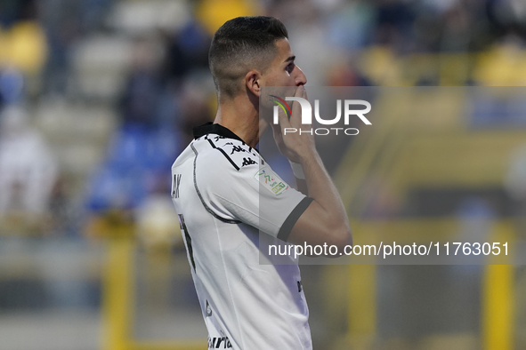 Antonio-Mirko Colak of Spezia Calcio celebrates after scoring during the Serie B match between SS Juve Stabia and Spezia Calcio at Stadio Ro...