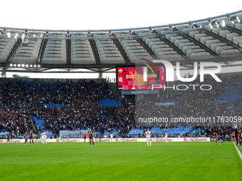 Supporters of AS Roma leave the Stadium during the Serie A Enilive match between AS Roma and Bologna FC at Stadio Olimpico on November 10, 2...