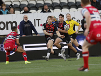 Alex Hearle of Newcastle Falcons passes during the Premiership Cup Pool A match between Newcastle Falcons and Doncaster Knights at Kingston...