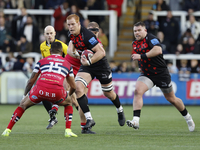 Philip van der Walt of Newcastle Falcons charges during the Premiership Cup Pool A match between Newcastle Falcons and Doncaster Knights at...