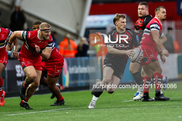 Alex Hearle of Newcastle Falcons plays during the Premiership Cup Pool A match between Newcastle Falcons and Doncaster Knights at Kingston P...