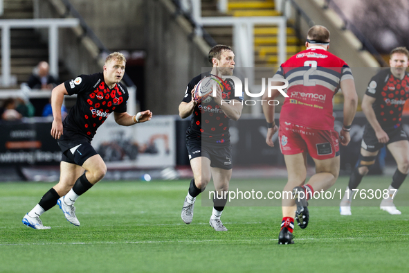 Brett Connon of Newcastle Falcons participates in the Premiership Cup Pool A match between Newcastle Falcons and Doncaster Knights at Kingst...