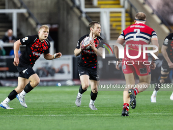 Brett Connon of Newcastle Falcons participates in the Premiership Cup Pool A match between Newcastle Falcons and Doncaster Knights at Kingst...