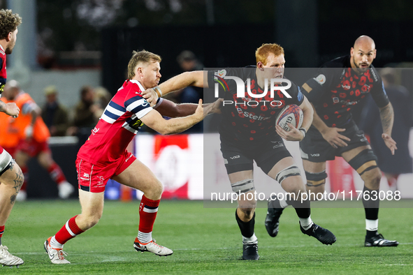 Philip van der Walt of Newcastle Falcons plays during the Premiership Cup Pool A match between Newcastle Falcons and Doncaster Knights at Ki...