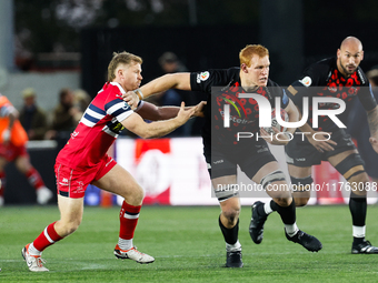 Philip van der Walt of Newcastle Falcons plays during the Premiership Cup Pool A match between Newcastle Falcons and Doncaster Knights at Ki...