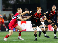 Philip van der Walt of Newcastle Falcons plays during the Premiership Cup Pool A match between Newcastle Falcons and Doncaster Knights at Ki...