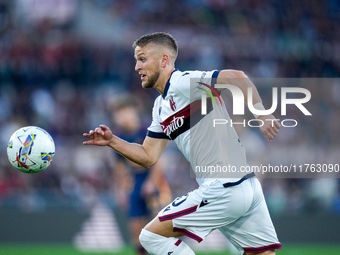 Jesper Karlsson of Bologna FC during the Serie A Enilive match between AS Roma and Bologna FC at Stadio Olimpico on November 10, 2024 in Rom...