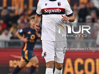 Nicolo Casale of Bologna F.C. participates in the 12th day of the Serie A Championship between A.S. Roma and Bologna F.C. at the Olympic Sta...